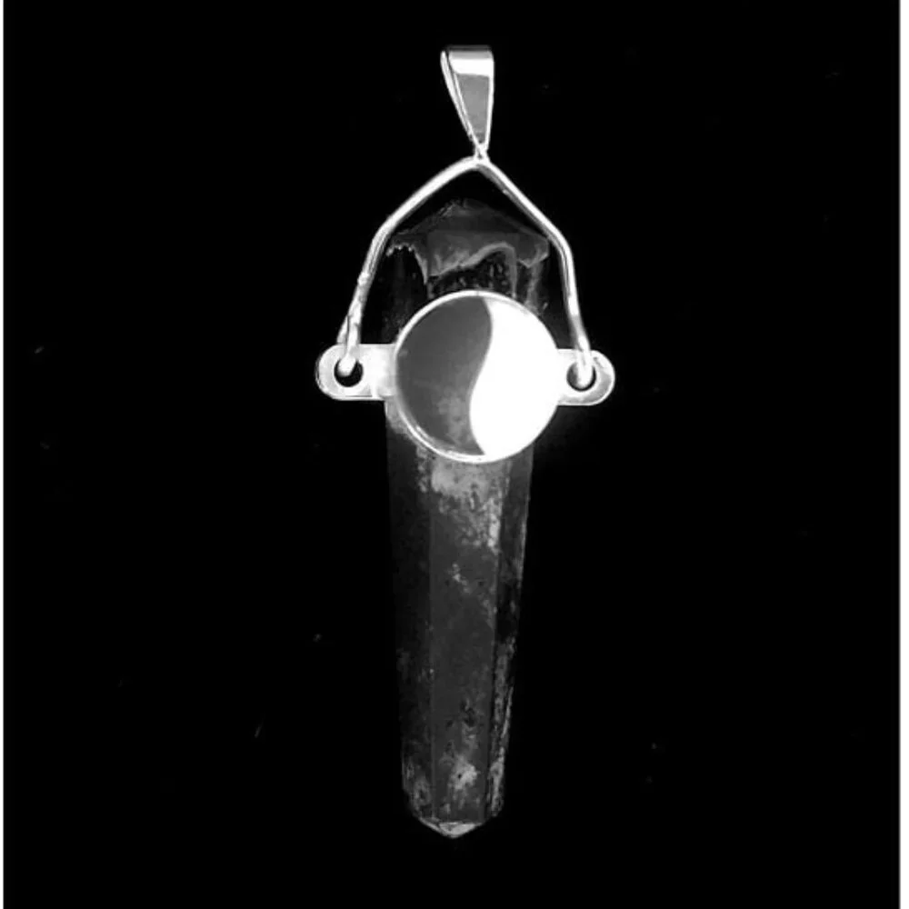 Onyx YIN YANG charm obelisk inlay 925 sterling silver pendant artisan - Picture 7 of 8
